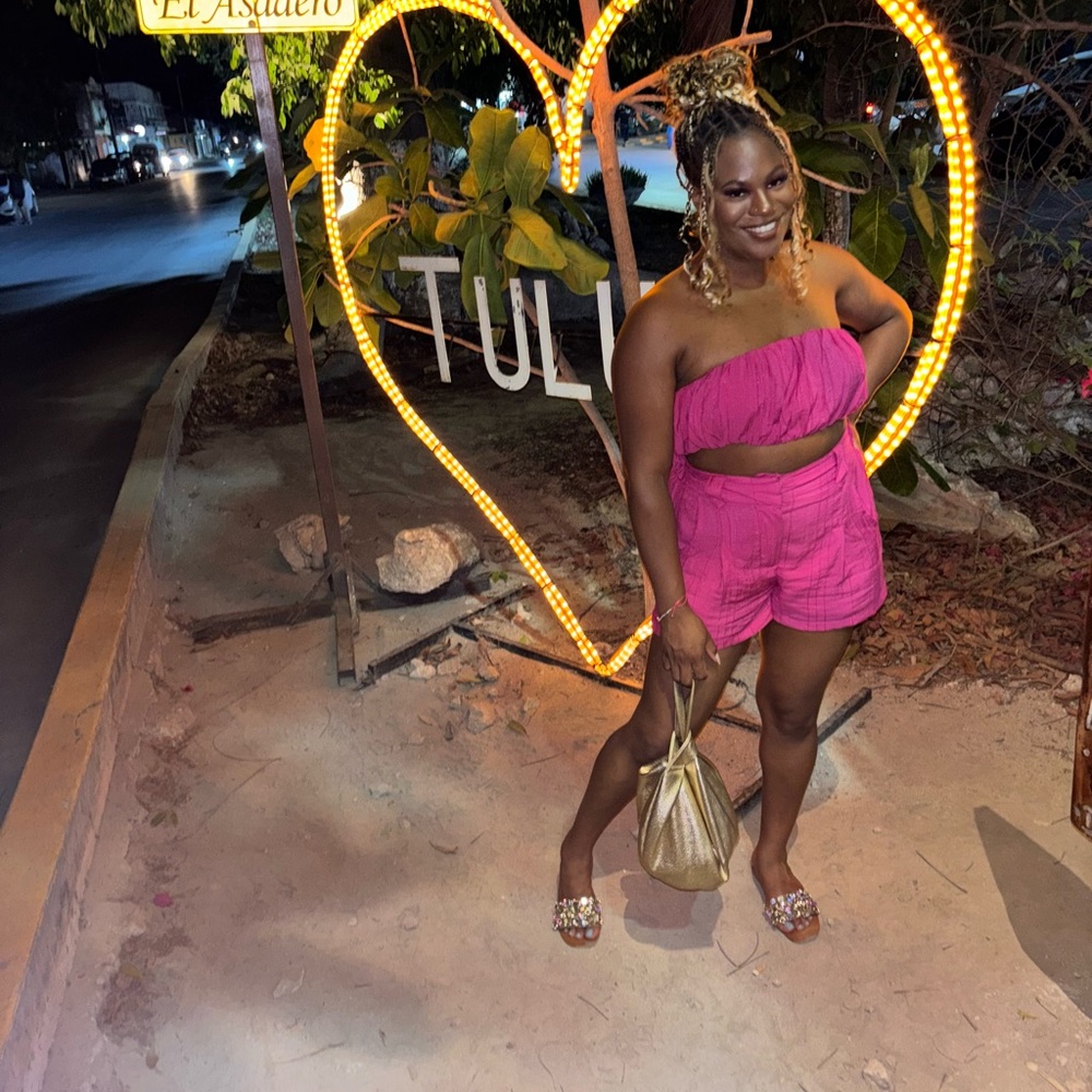 Pink Tube Top Two-Piece Set
